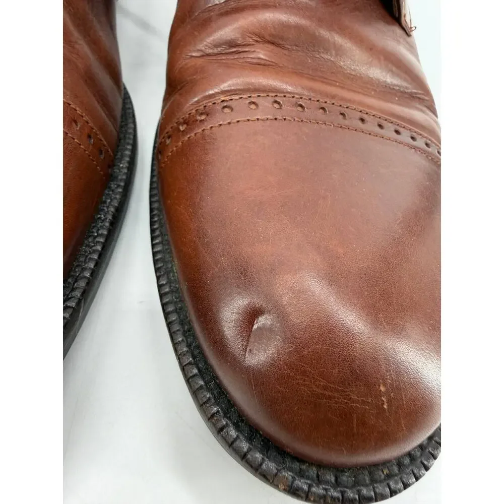 Johnston & Murphy Signature Men's Brown Leather Cap Toe Lace Up Dress Shoes 11 M